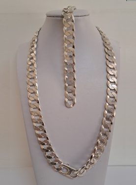 Sterling Silver 15 mm Flat Curb Chain, Bracelet or Combination