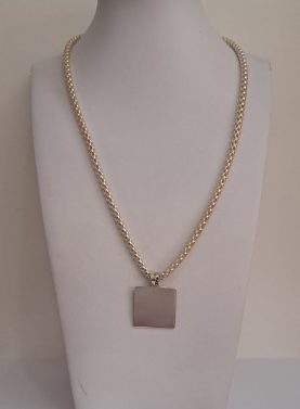 Sterling Silver Big Square Disk Pendant