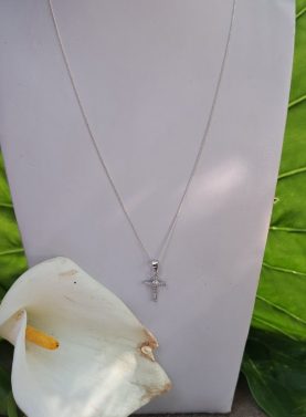 Sterling Silver Round Center CZ Cross Pendant