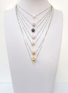 Sterling Silver Floating Pearl Necklace