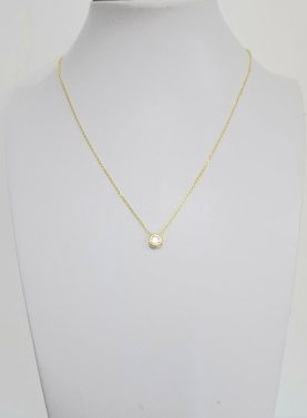 Yellow Gold plated single stone necklace